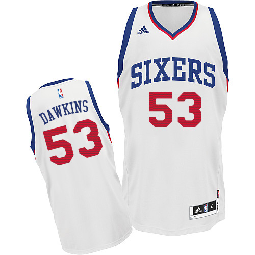Mens Adidas Philadelphia 76ers 53 Darryl Dawkins Swingman White Home NBA Jersey